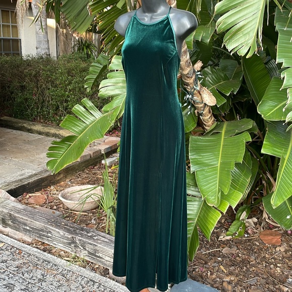 slim fit dress slacks Gucci Tom Ford S/S 1997 Blue & Green Velvet Dress – Vintage Grace main image 0